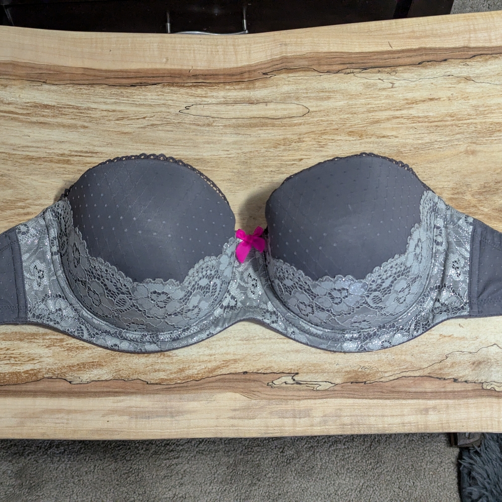 Elegant Gray Lace Women's Bra